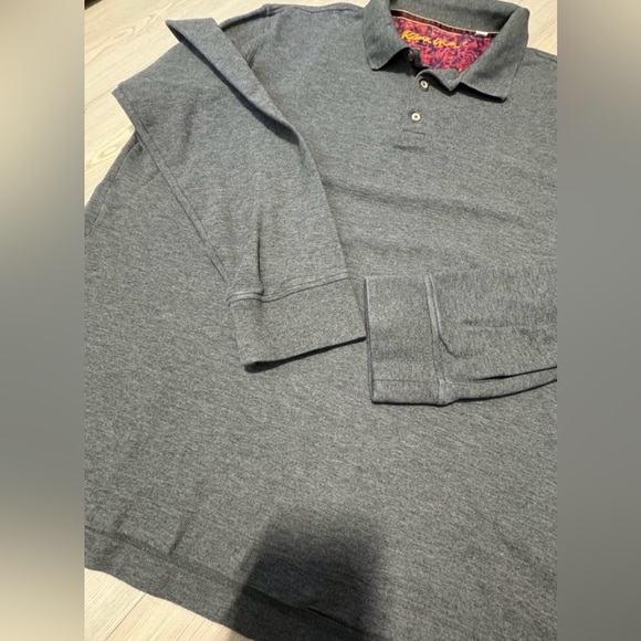 Robert Graham Men's Grey Long Sleeve Polo Polo 2XL - Picture 5 of 10